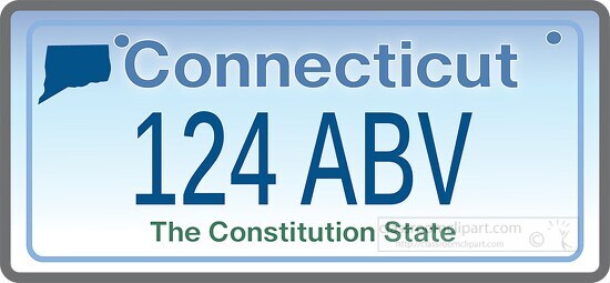 blue connecticut state license plate clipart