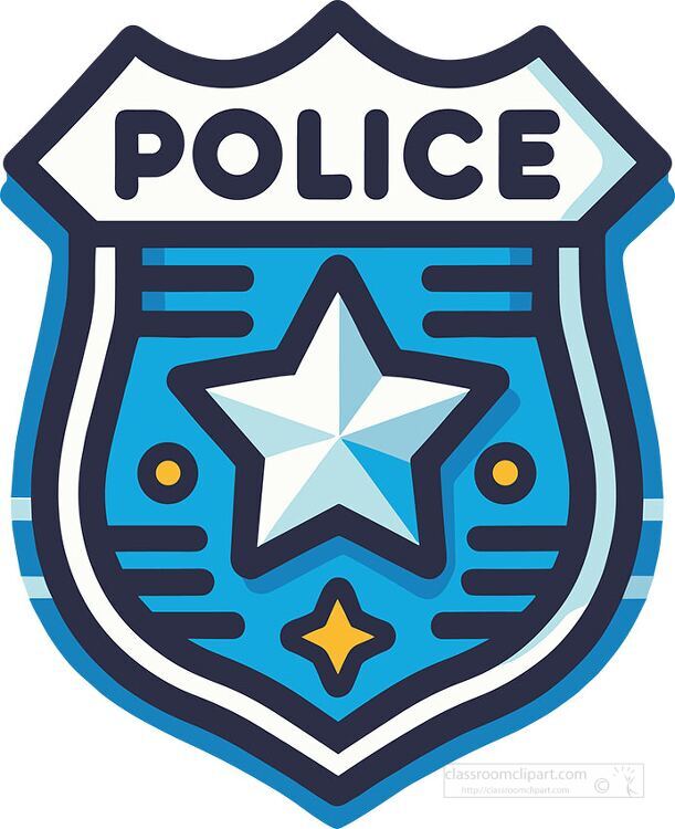 blue police badge with a star