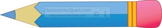 blue school pencil with eraser clipart