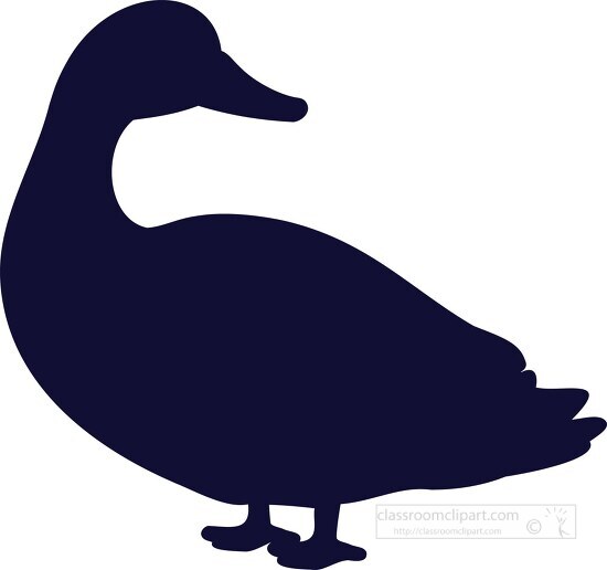 blue silhouette of a duck with a white background.