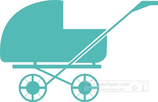 blue silhouette of baby carriage clipart
