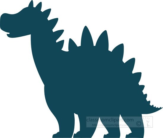 blue stegosaurus dinosaur silhouette with a white background