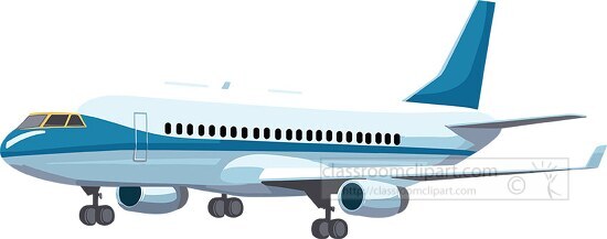 blue white large passenger plane