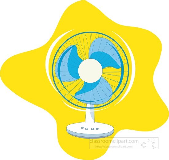 blue yellow electric fan