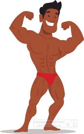 bodybuilder arms up  pose showing muscles clipart