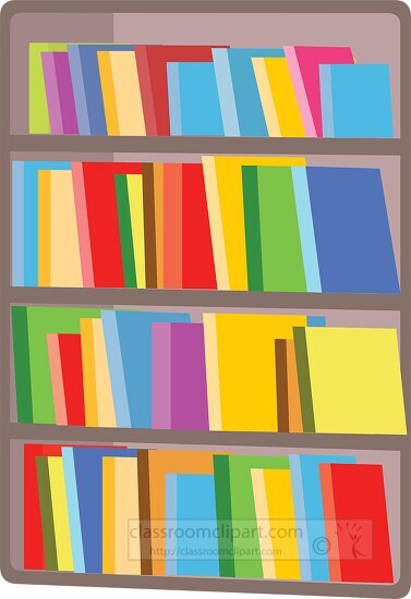 books on a library shelf clipart