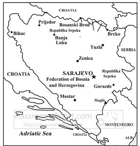 Bosnia Herzegovina country map black outline