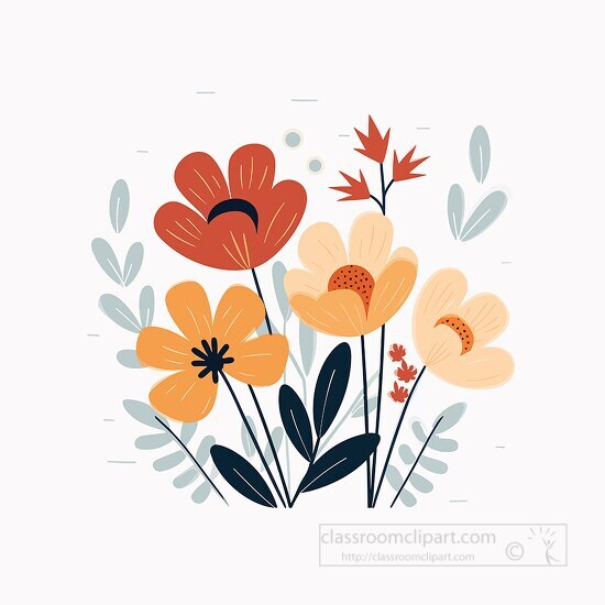botanical flowers flat design clip art