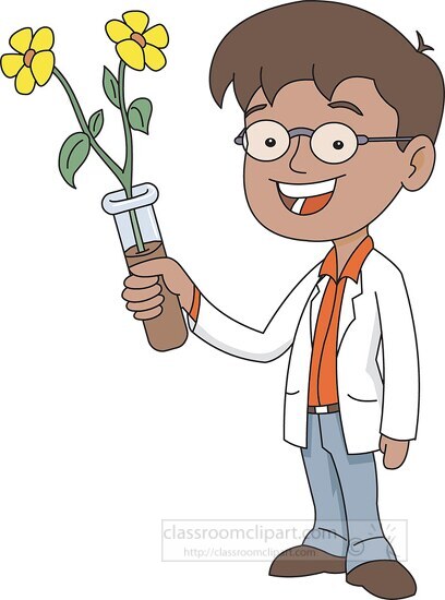 botanist or plant scientist holding test tube clipart 2