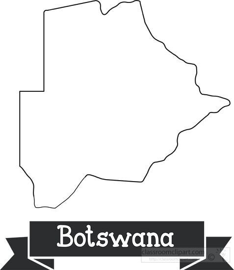 botswana black outline text on ribbon