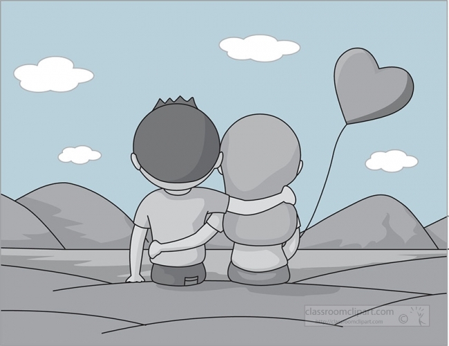boy and girl sitting togather at a scenic place love gray color 
