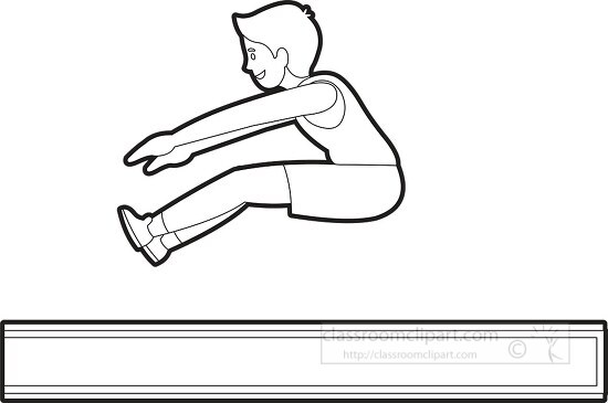 boy athlete runs attempts long jump in event outline clip art