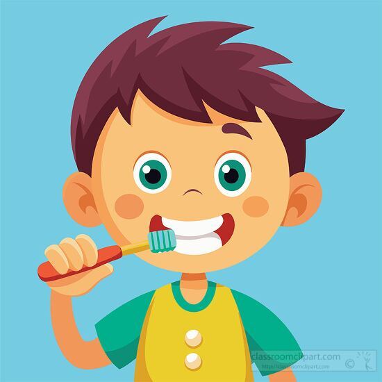 Boy Brushing Teeth with Toothbrush