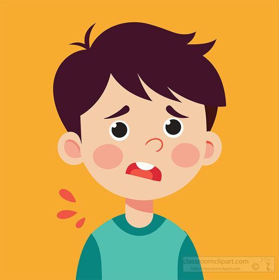 Boy child having painful toothache flat design