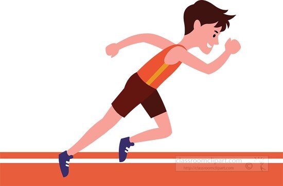 boy competing in a sprint race track and field clipart