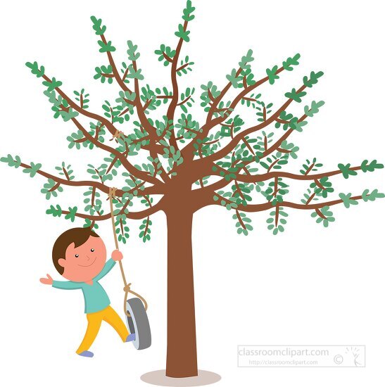 Trees Clipart-boy on tree tire swing clipart