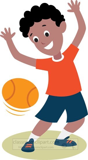 boy playing dodgeball ball just misses a boy during play Clipart