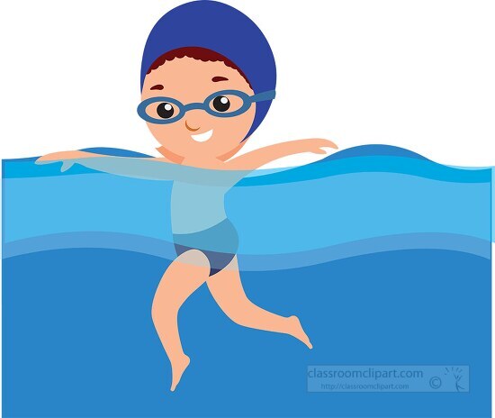 boy practicing essential swimming skills in the pool clipart