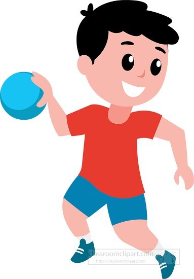 boy runs arund to hit the ball while playing Handball Clipart