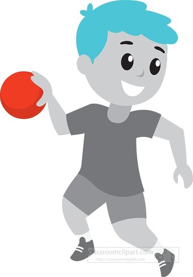 boy runs arund to hit the ball while playing Handball gray color