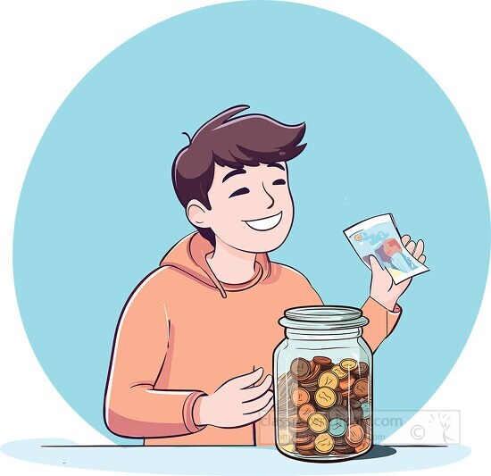 boy saves money in a glass jar save you a pretty penny