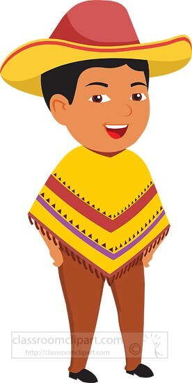 boy wearing national costume of mexico culture clipart