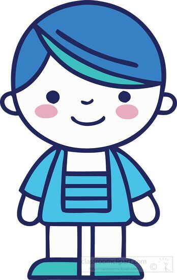 boy with blue hair kids icon