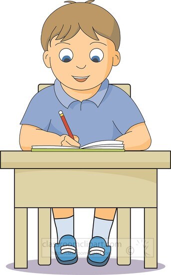 boy working at desk clipart