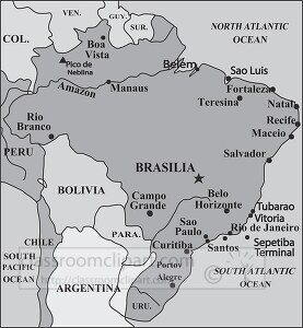 Brazil country map gray color