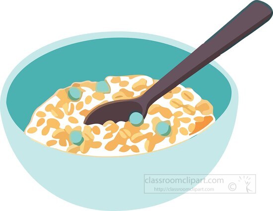 breakfast cereal in a bowl with spoon 
