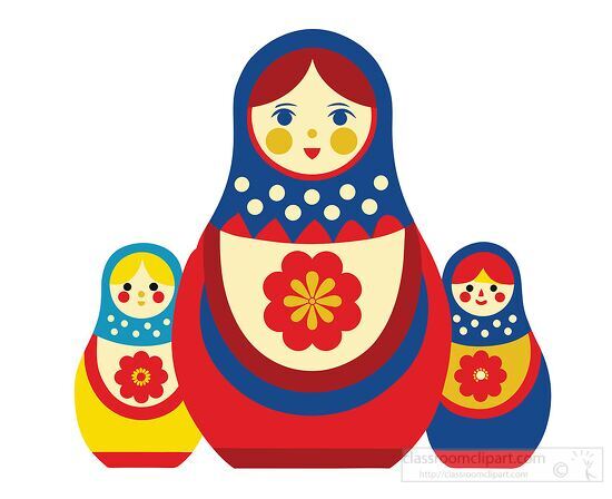 bright and cheerful vector of traditional Russian matryoshka dol