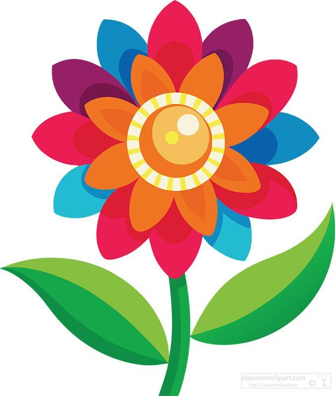 bright and colorful flower illustration with layered petals and 