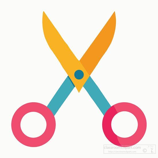 brightly colored cartoon style school scissors clip art
