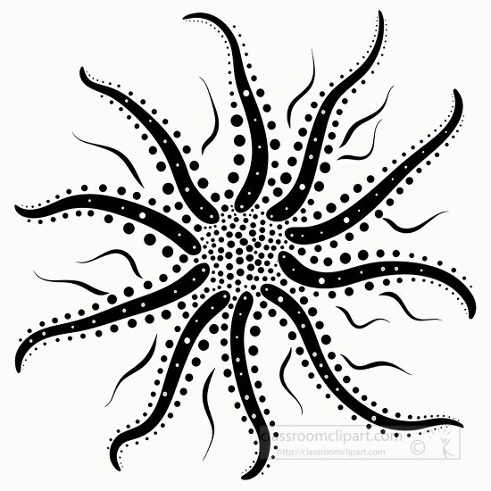 brittle star black white outline clip art
