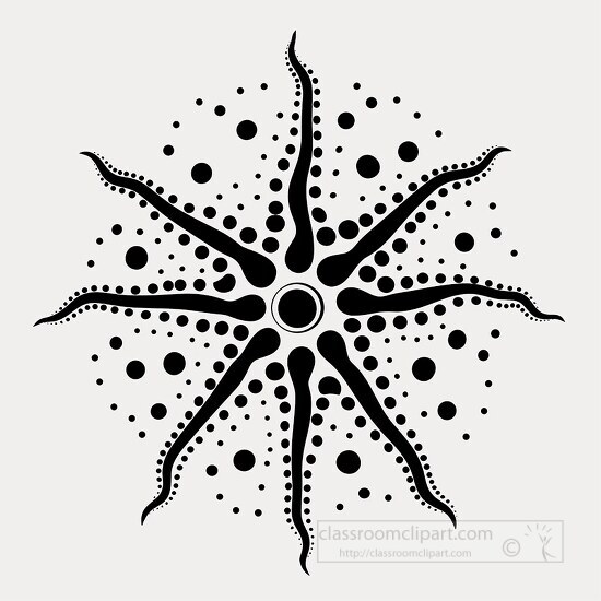 brittle star black white outline printable clip art