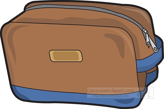 brown and blue travel shoulder bag clipart