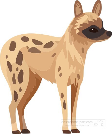 brown and tan hyena with black spots on its face clip art