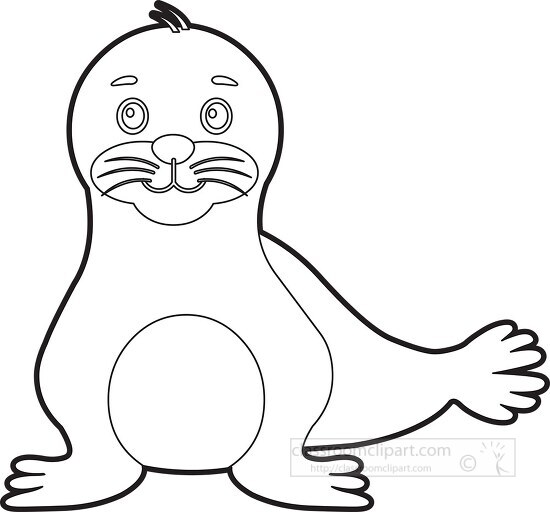 brown baby seal with big eyes clipart black outline clip art
