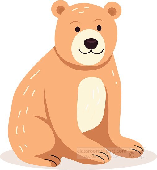 brown bear with a black nose and a white belly sits on a white b