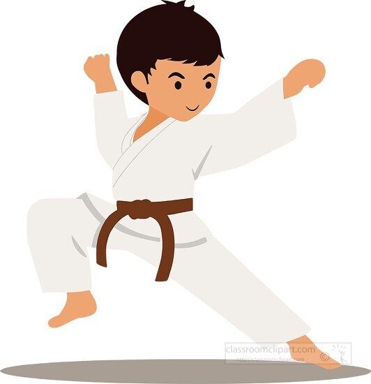 brown belt karate student practices