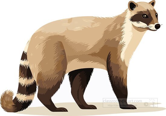 brown coati animal with ringed tail clip art