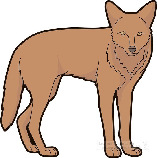 brown coyote black lined clipart