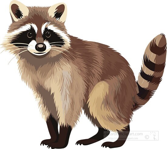 brown raccoon with black fur around eyes clip art