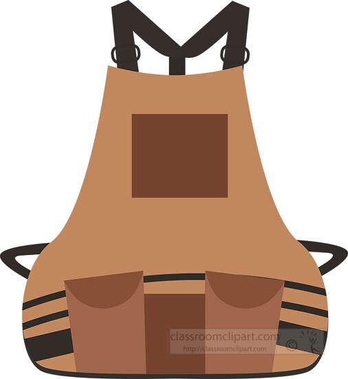 brown work apron with pockets for tools clipart