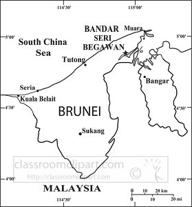 Brunei country map black white