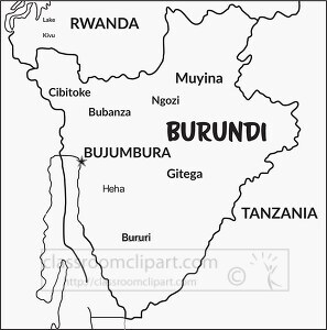 Country Gray Maps-Burundi country map black white clipart
