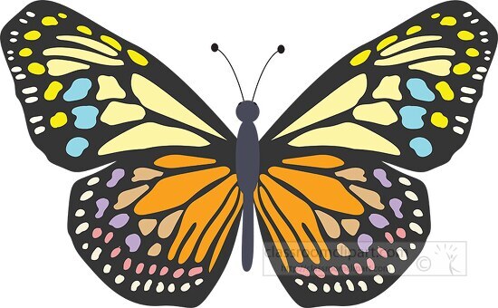 butterfly with a pink and yellow wings clip art