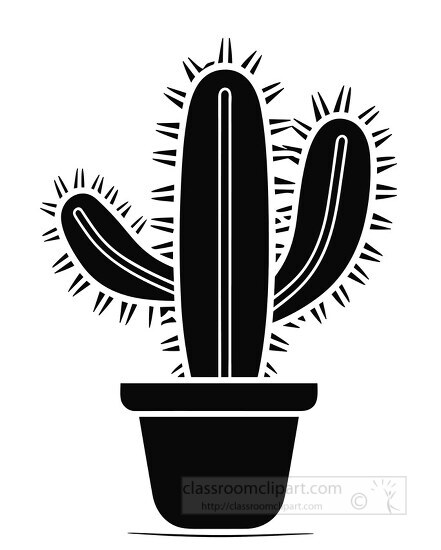 cactus plant black with white background