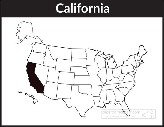 california us map square black white clipart