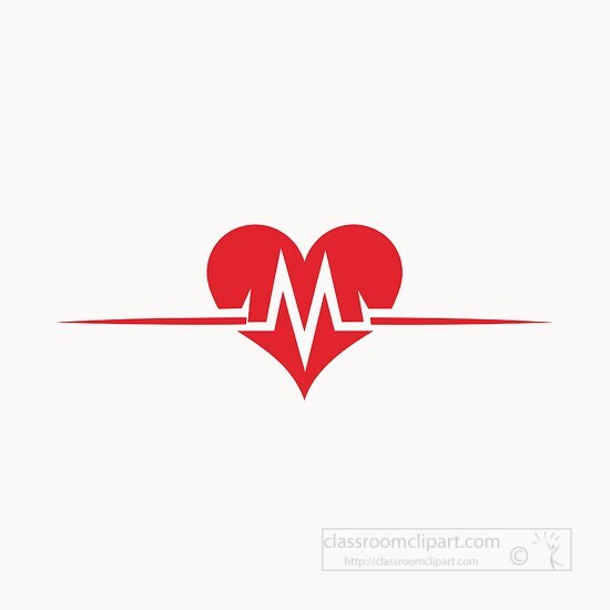 cardiology emblem featuring a bold red heart intersected by a he